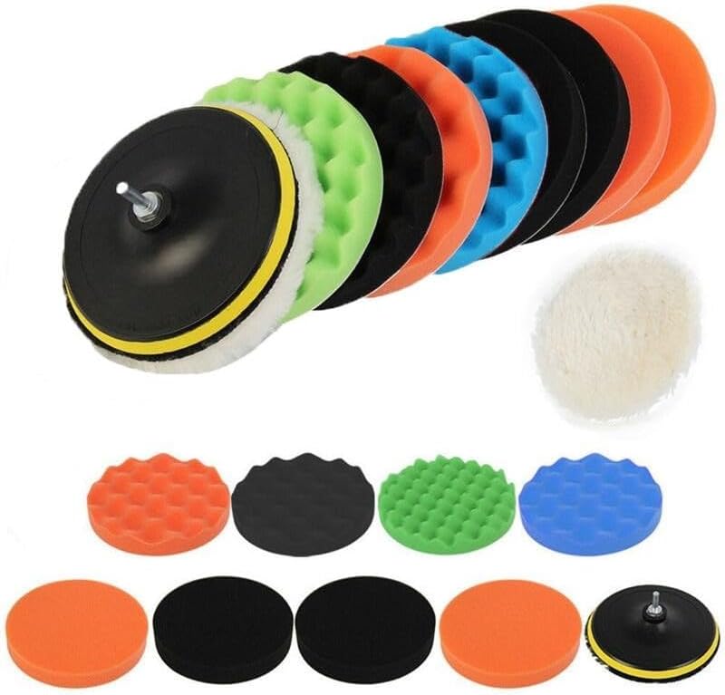 Kit Completo para Polimento Automotivo 11 Peças Boina 3'' Suporte e Adaptador para Furadeira Karbox