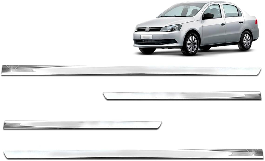 Friso Lateral Central Slim Universal Esportivo Adaptável para Veículo Carro Pickup Todos os Modelos 4 Portas Kit Cromado
