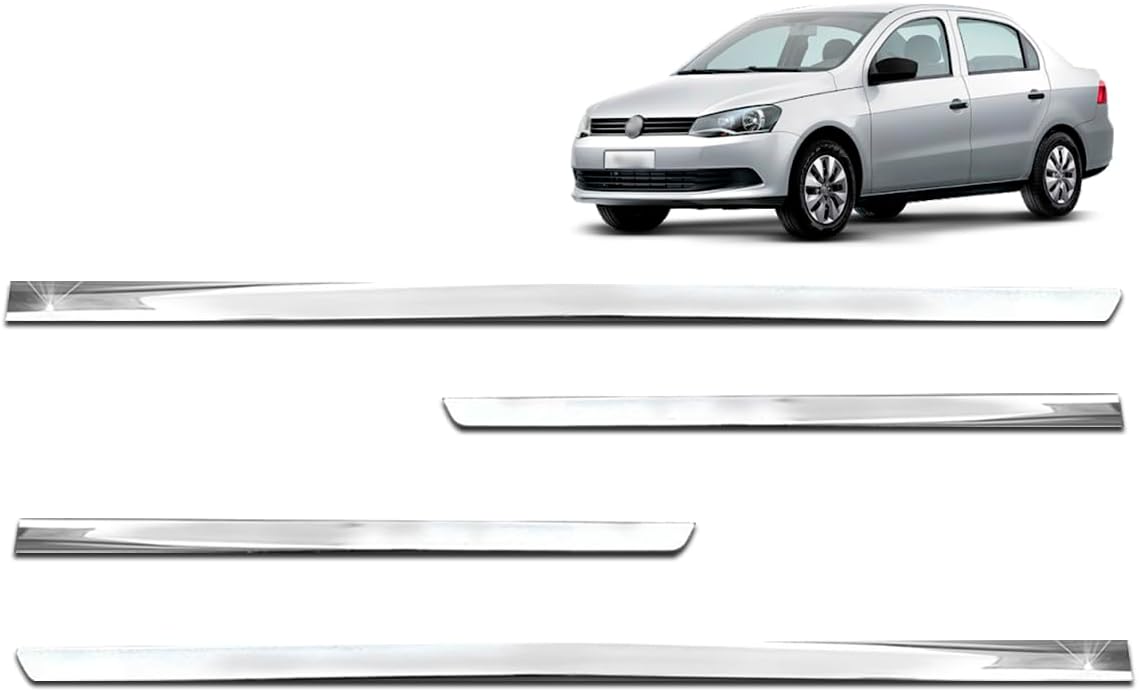 Friso Lateral Central Slim Universal Esportivo Adaptável para Veículo Carro Pickup Todos os Modelos 4 Portas Kit Cromado