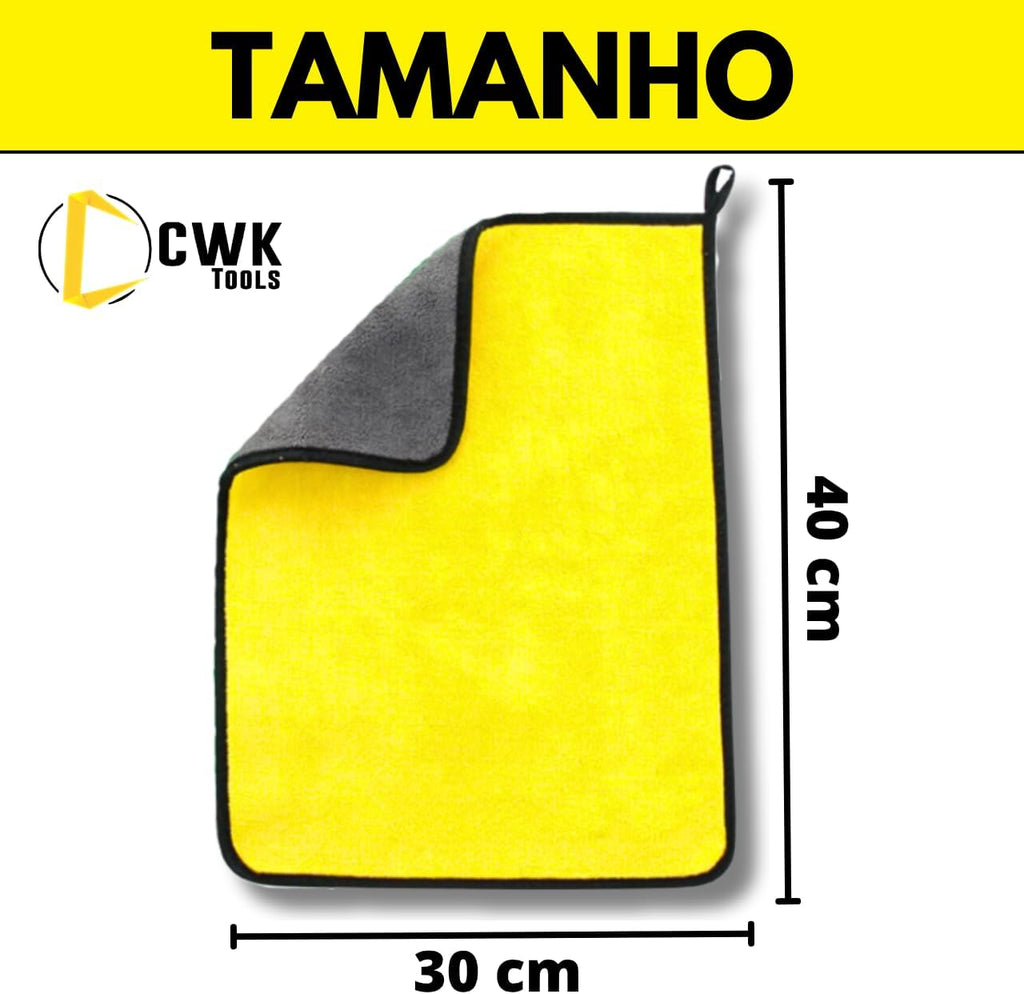 Kit 6 Peças Lavagem Automotiva com Flanela Microfibra 30x40cm + 5 Pincéis Detalhamento Interno e Externo – Limpeza de Carro, Moto, Roda, Painel, Grade, Estofado e Motor CWK Tools