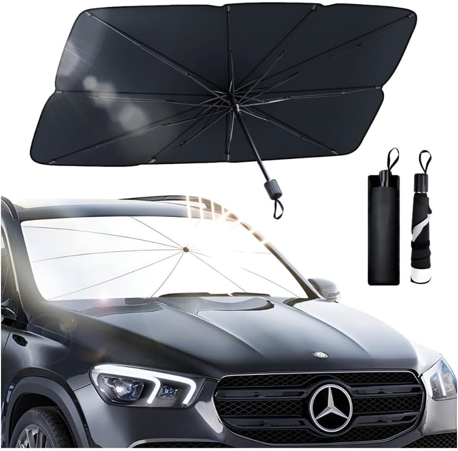 Protetor Solar Para-brisa, Quebra Sol Portátil, Proteção Térmica UV, Protetor Solar com Isolamento Térmico, Retrátil, Protetor Térmico Para Carro, Protetor Dobrável Preto para Carro