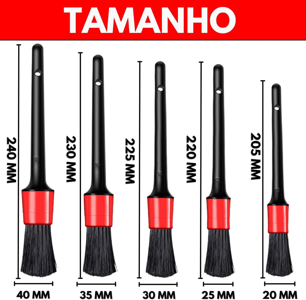 Kit 6 Peças Lavagem Automotiva com Flanela Microfibra 30x40cm + 5 Pincéis Detalhamento Interno e Externo – Limpeza de Carro, Moto, Roda, Painel, Grade, Estofado e Motor CWK Tools