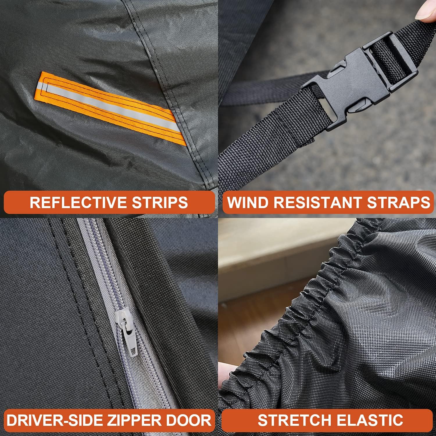 Kayme Capa de carro resistente de 7 camadas à prova d'água para todos os climas, cobertura externa completa proteção solar de neve UV com zíper para automóveis, ajuste universal para Sedan (186 a 193